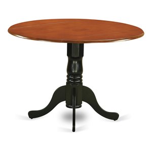 east west furniture dublin wood dining table with 2 drop leaves in black/cherry