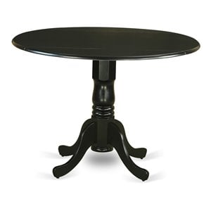 east west furniture dublin wood dining table with 2 drop leaves in black