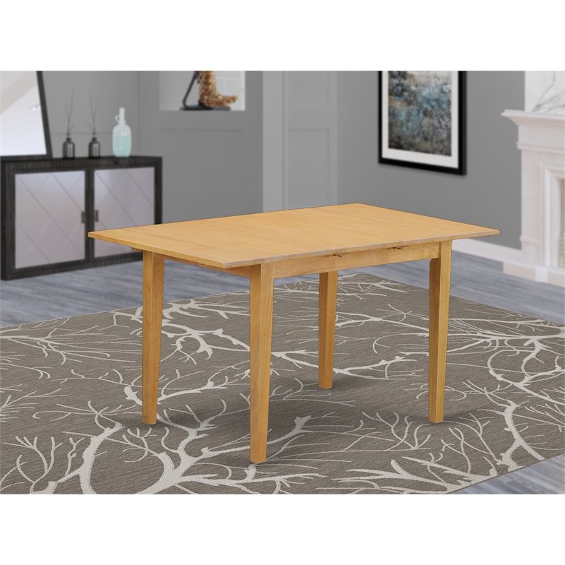 East West Furniture Norfolk Wood Butterfly Leaf Dining Table in Oak