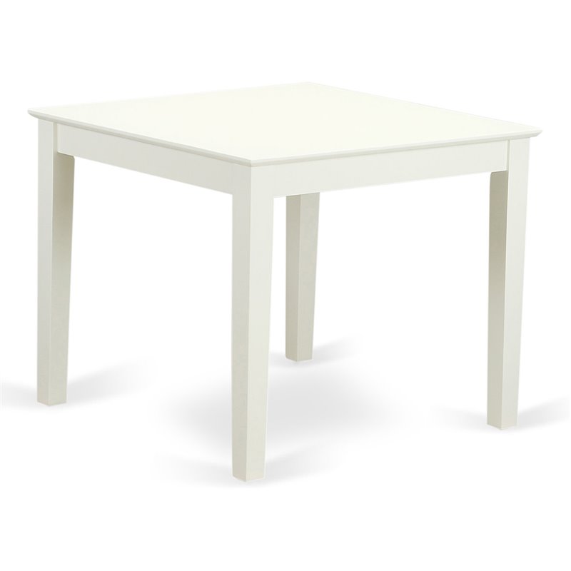East West Furniture Oxford Square Traditional Wood Dining Table in Linen White