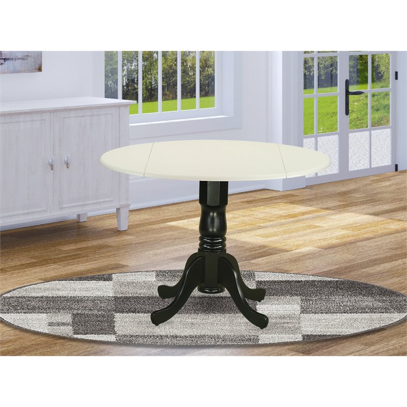 East West Furniture Dublin Traditional Wood Dining Table in White/Black
