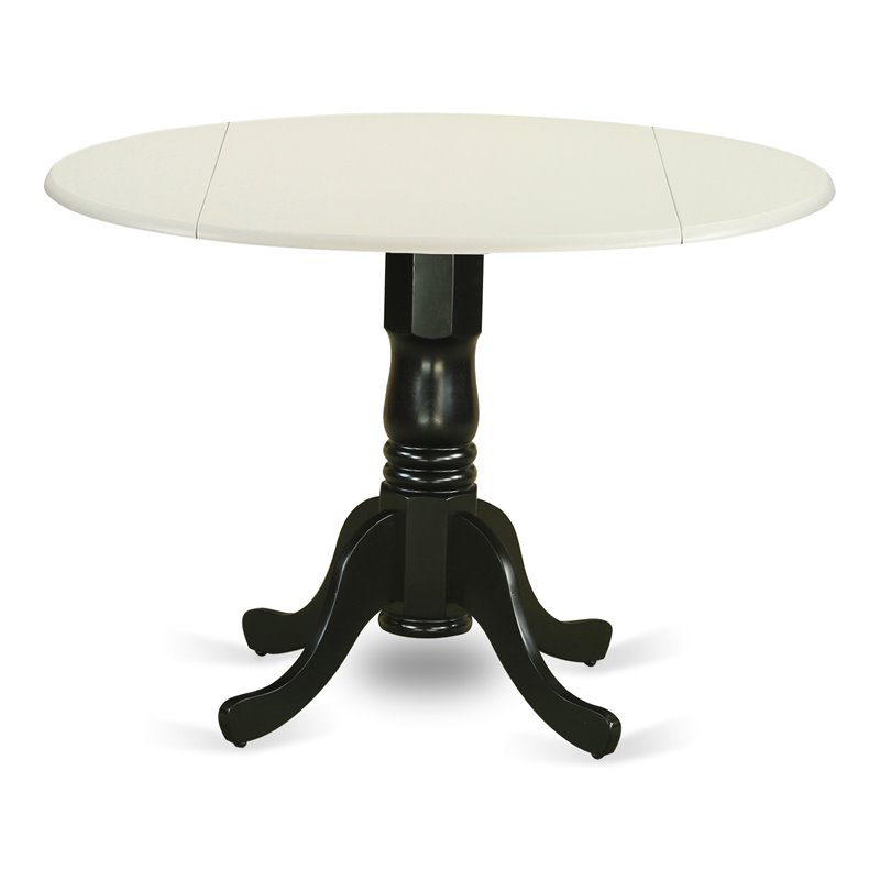 East West Furniture Dublin Traditional Wood Dining Table in White/Black
