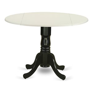 east west furniture dublin traditional wood dining table in white/black