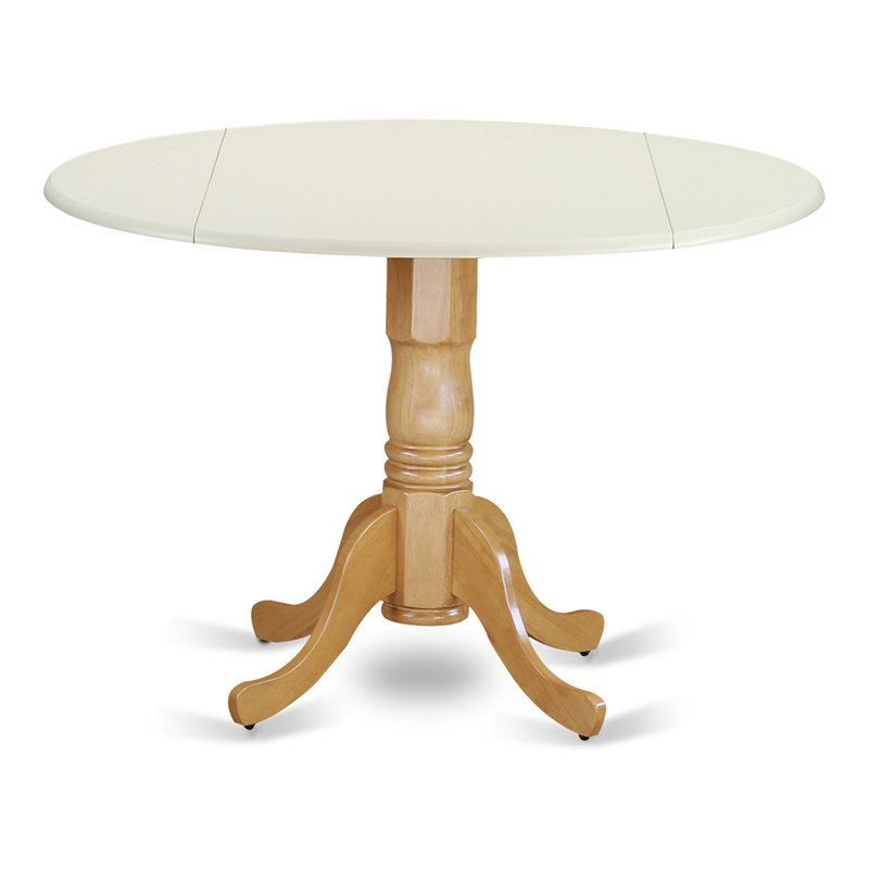 East West Furniture Dublin Traditional Wood Dining Table in White/Oak