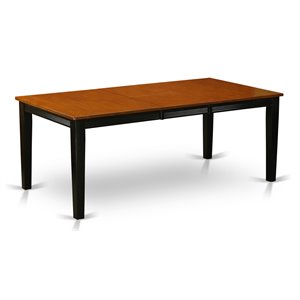 east west furniture quincy rectangular wood dining table in black/cherry