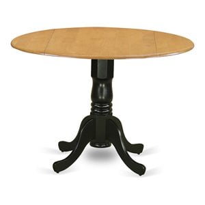 east west furniture dublin wood dining table with 2 drop leaves in oak/black
