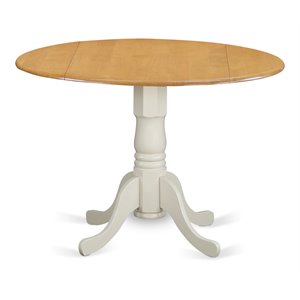 east west furniture dublin traditional wood dining table in oak/white