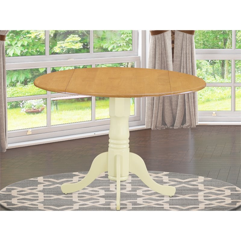East West Furniture Dublin Traditional Wood Dining Table in Oak/Cream