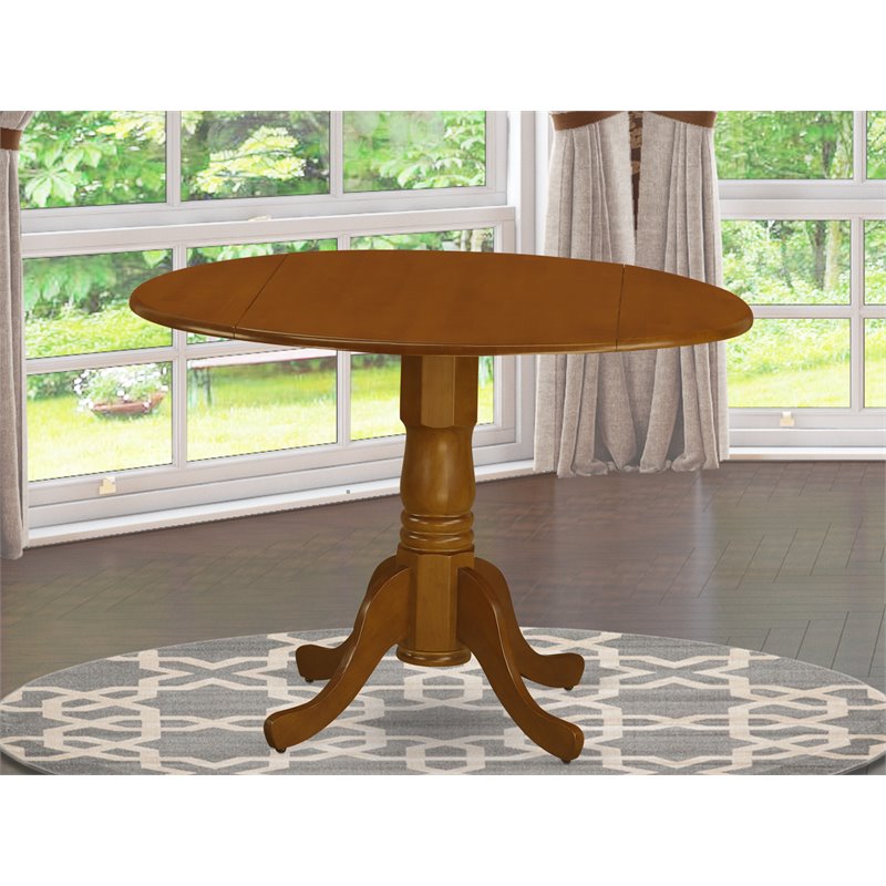East West Furniture Dublin Traditional Wood Dining Table in Saddle Brown