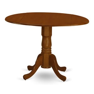 east west furniture dublin wood dining table with 2 drop leaves in saddle brown