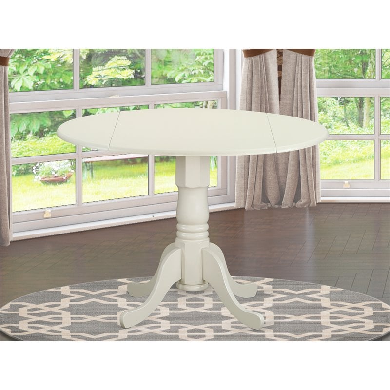 East West Furniture Dublin Traditional Wood Dining Table in Linen White