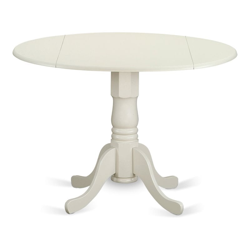 East West Furniture Dublin Traditional Wood Dining Table in Linen White
