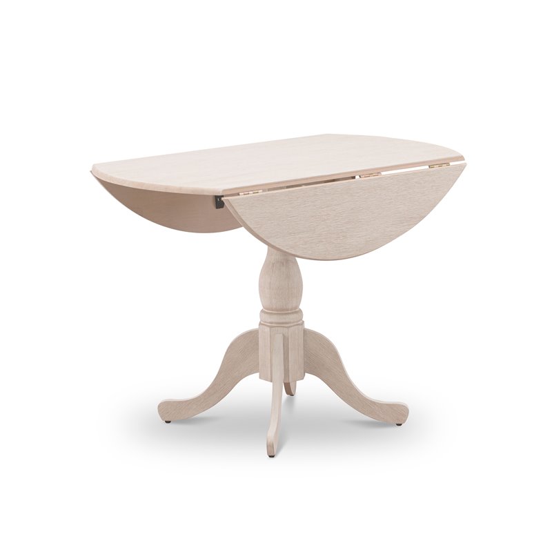 East West Furniture Dublin Wood Dining Table with Pedestal Legs in Cream