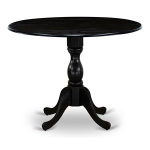 east west furniture dublin wood dining table with pedestal legs in black