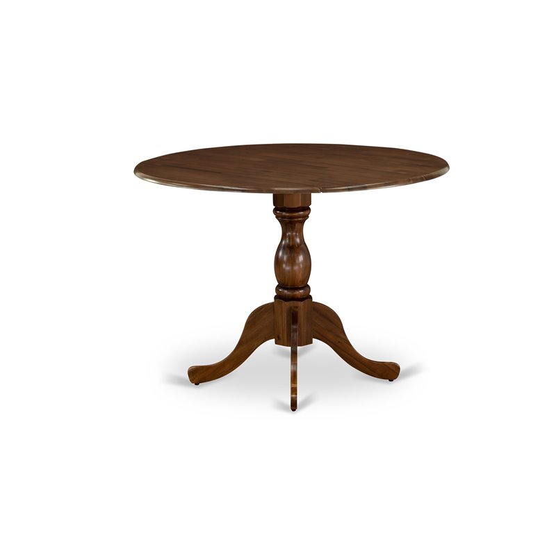 East West Furniture Dublin Wood Dining Table with Pedestal Legs in Walnut