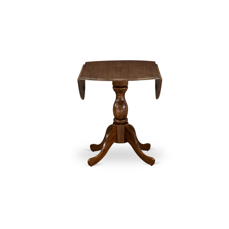 East West Furniture Dublin Wood Dining Table with Pedestal Legs in Walnut