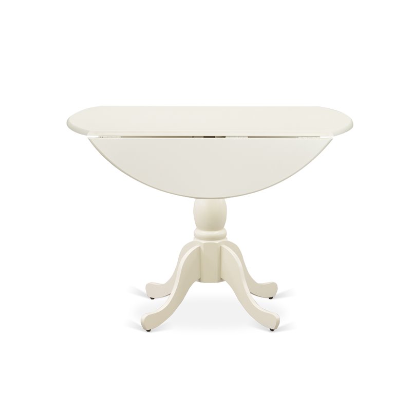 East West Furniture Dublin Wood Dining Table with Pedestal Legs in Linen White