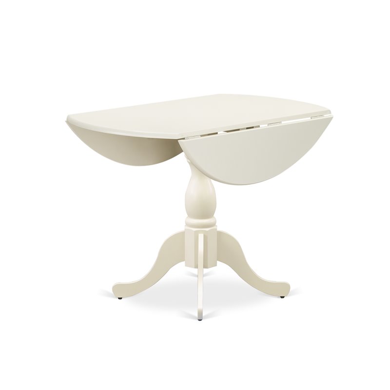 East West Furniture Dublin Wood Dining Table with Pedestal Legs in Linen White