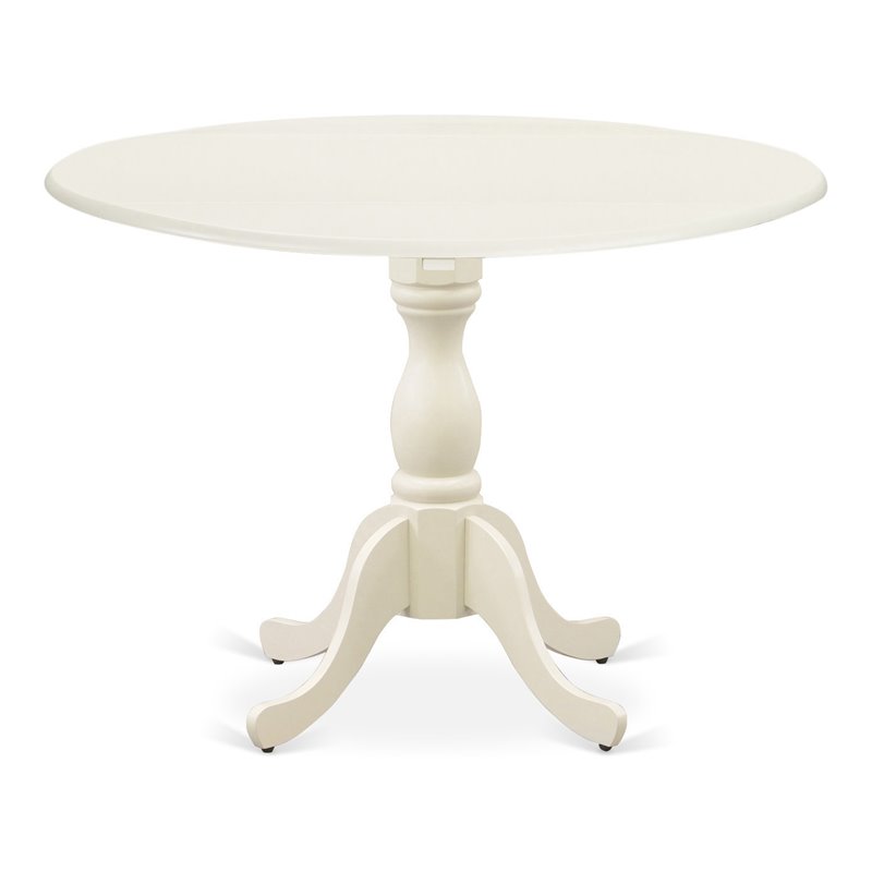 East West Furniture Dublin Wood Dining Table with Pedestal Legs in Linen White