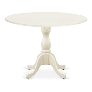 east west furniture dublin wood dining table with pedestal legs in linen white