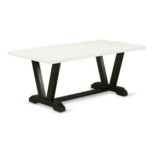 East West Furniture V-Style 40x72&quot Wood Dining Table in Black/White