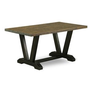 East West Furniture V-Style 36x60&quot Wood Dining Table in Black/Brown