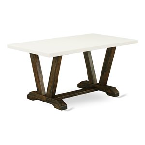 East West Furniture V-Style 36x60&quot Wood Dining Table in White/Brown