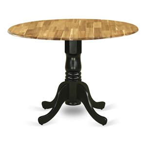 east west furniture dublin wood dining table with 2 drop leaves in natural/black