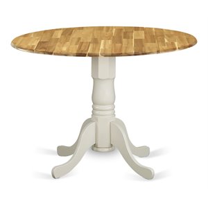 east west furniture dublin traditional wood dining table in natural/white