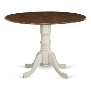 east west furniture dublin traditional wood dining table in walnut/white