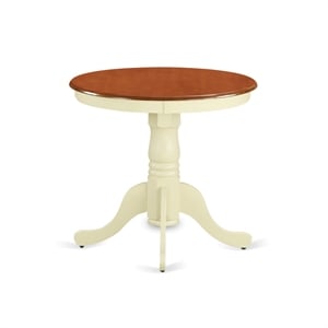 East West Furniture Eden Round Rubber Wood Dining Table in Cream/Cherry