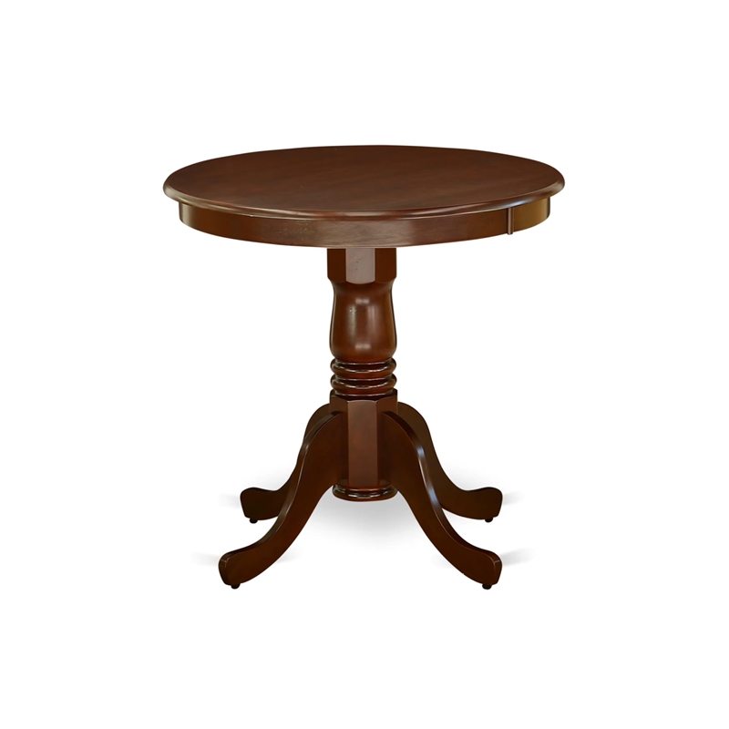 East West Furniture Eden Round Rubber Wood Dining Table in Mahogany