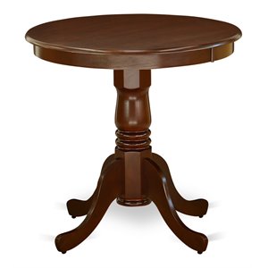 east west furniture eden round rubber wood dining table in mahogany