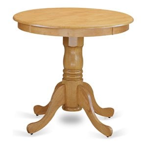 east west furniture eden round rubber wood dining table in oak