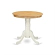 East West Furniture Eden Round Rubber Wood Dining Table in Oak/White