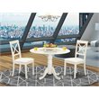 East West Furniture Dublin 3-piece Table & X-Back Leather Chair Set in White
