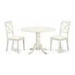 East West Furniture Dublin 3-piece Table & X-Back Leather Chair Set in White