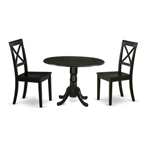 East West Furniture Dublin Table and X-back Chair Set with Wood Seat in Black