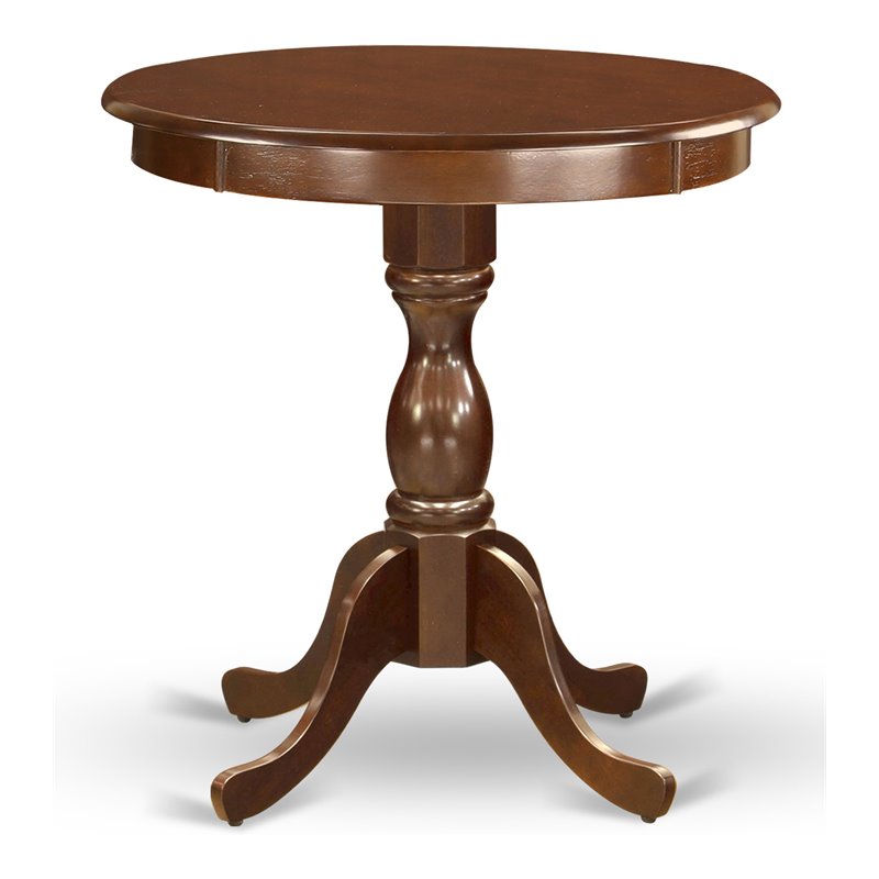 East West Furniture Eden Wood Small Dining Table with Pedestal Legs in Mahogany