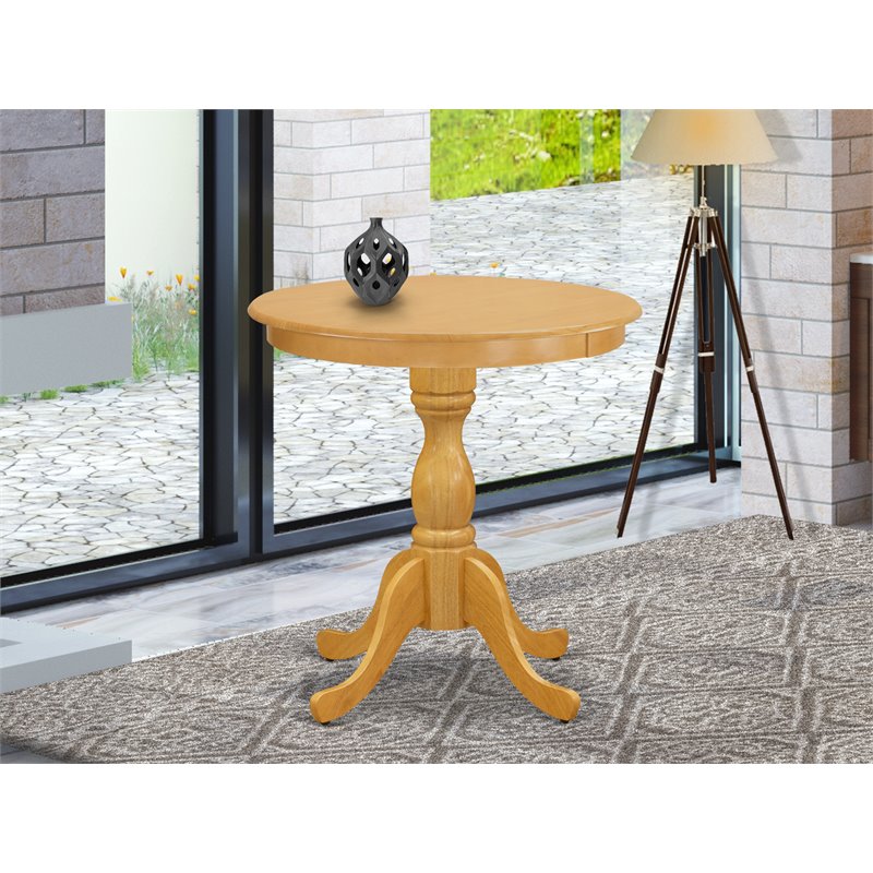 East West Furniture Eden Rubber Wood Small Dining Table in Oak