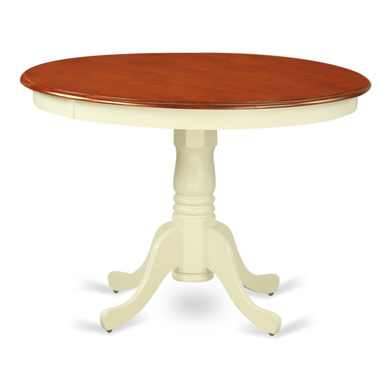 East West Furniture Hartland Round Wood Dining Table in Cream/Cherry