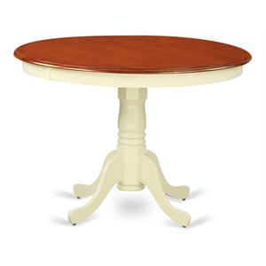 east west furniture hartland round wood dining table in cream/cherry