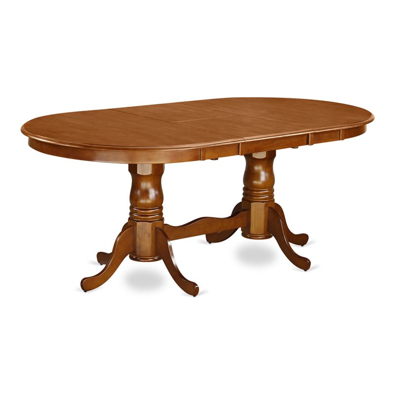 East West Furniture Plainville Wood Butterfly Leaf Dining Table in Saddle Brown