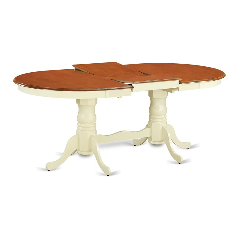 East West Furniture Plainville Wood Butterfly Leaf Dining Table in Cream/Cherry