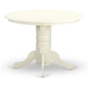 east west furniture shelton round wood dining table in white