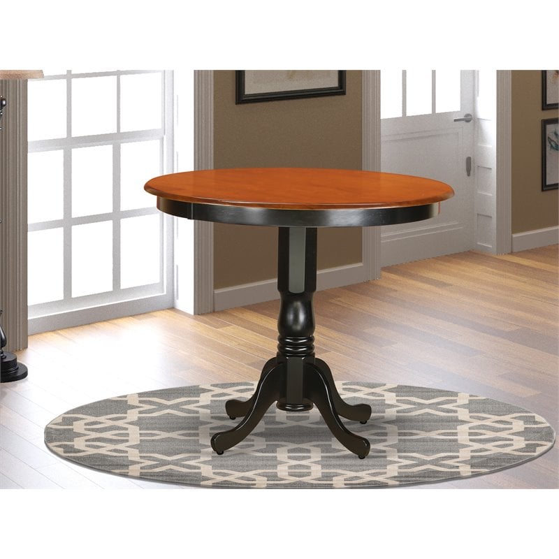 East West Furniture Trenton Wood Counter Height Table in Black/Cherry