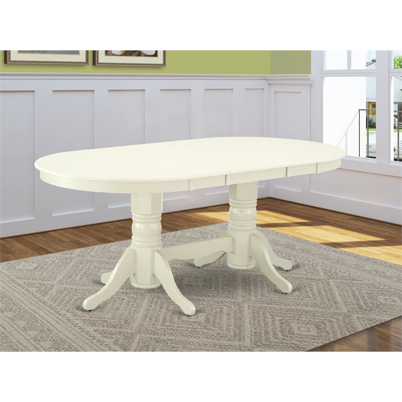 East West Furniture Vancouver Oval Traditional Wood Dining Table in Linen White