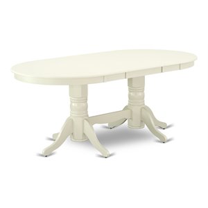 east west furniture vancouver oval traditional wood dining table in linen white
