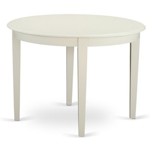 east west furniture boston wood dining table with 4 tapered legs in linen white
