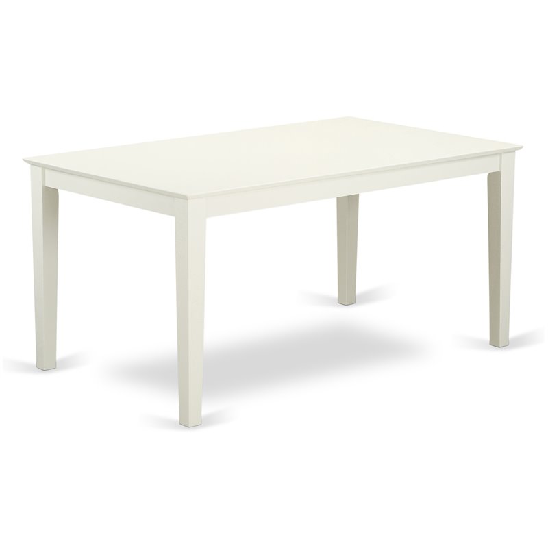 East West Furniture Capri Rectangular Solid Wood Dining Table in Linen White